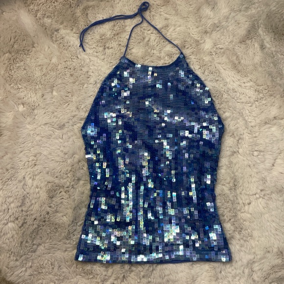 GAP Tops - Gap Vintage Y2K Sequined Wool Halter Top Size M